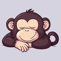 A cute monkey sleeping in floor vector illustration 