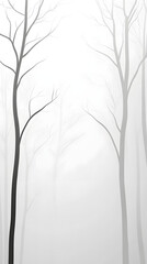 Fototapeta premium Minimalist Nature Scene of Birches in Morning Mist