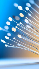 Fiber optic light streaks, abstract technology background, digital data transmission, glowing network