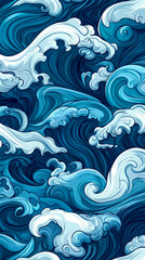 Fototapeta premium Oceanic Rhapsody: swirling symphony of cerulean waves