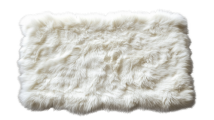 A close-up image showcases the soft texture of a white sheepskin rug ideal for home decor.