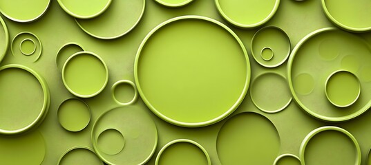 A bold green monochromatic backdrop with repetitive circular elements, offering a stylish and structured background.