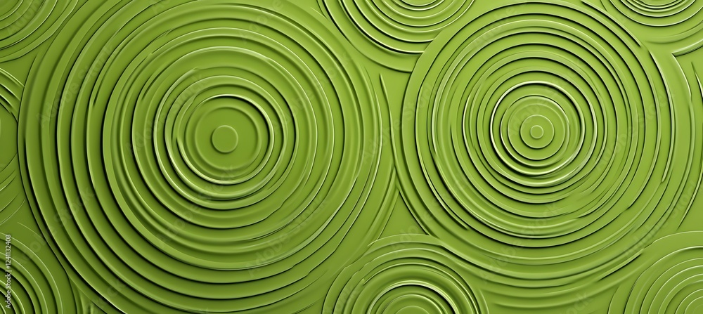 Poster a bold green monochromatic backdrop with repetitive circular elements, offering a stylish and struct