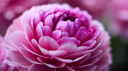 Macro photograph capturing the intricate details of a soft pink flower in bloom, showcasing its delicate layers of petals creating a textured and vibrant natural focal point.