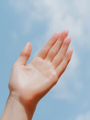 Female Hand, Leg, Nails, Fingers Esthetic Self Care, Manicure, Hand Close-up, Spa Care, Manicure Close-up, Wet Hand