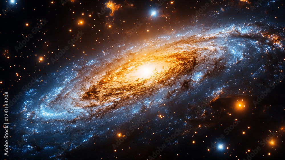 Poster explore the vibrant colors and swirling patterns of a distant galaxy in outer space