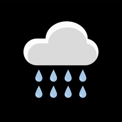 Weather Icon – Nighttime Rain with Dark Clouds