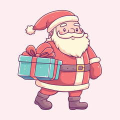 A santa claus waving hand with Christmas wreath vector illustration 