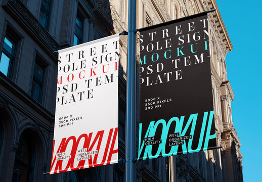 Street Pole Banner Mockup Generated With AI