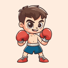 A young male boxer with red boxing gloves a red vetor illustration 