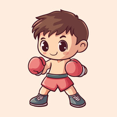 A young male boxer with red boxing gloves a red vetor illustration 