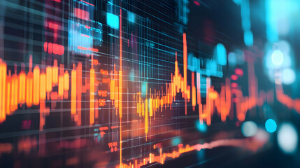 Abstract visualization of data analytics with vibrant graphs and glowing lines