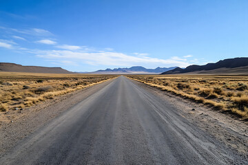 Fototapeta premium Long Deserted Road at Sunset – Scenic Evening Sky Background