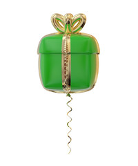 Balloon helium gift box color green isolated with alpha channel