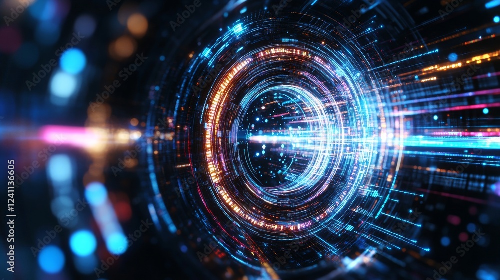 Aufkleber dynamic visual representation of artificial intelligence concept in vibrant colors