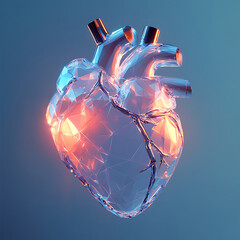 3D Heart on a Blue Background