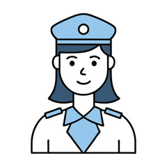Police Officer Icon Vector Line Art Illustration for Security and Law Enforcement Designs