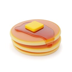 Delicious 3d pancakes with syrup on a white background food photography minimalist style