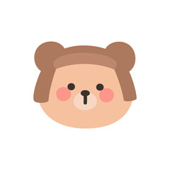 Korean Style Bear Head Cartoon with Brown Ear Warmer Hat