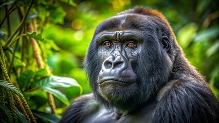 Obraz premium Majestic Silverback Gorilla in the Wild: Candid Portrait