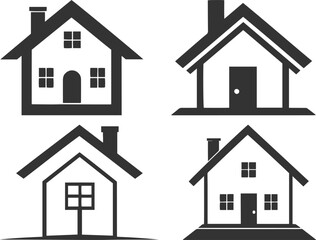 House logo set home symbol isolated on white background vector illustration.