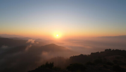 Sunrise Over a Misty Mountain Valley