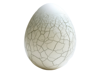 Isolated Patterned Cracked White Egg on Transparent