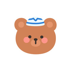 Korean Style Bear Head Cartoon with Blue Kippah Hat