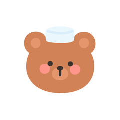 Korean Style Bear Head Cartoon with White Kufi Hat