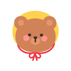 Style Bear Head Cartoon with Yellow Sun Bonnet