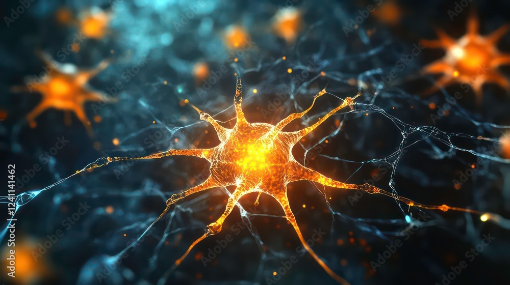 Aufkleber abstract technology background with a graphic illustration of a cyber network, artificial neurons gr