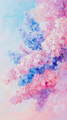 Fototapeta premium Pastel Blossom Dreamscape: An Impasto Floral Extravaganza