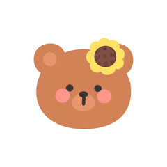 Korean Style Bear Head Cartoon with Sunflower Hairpin