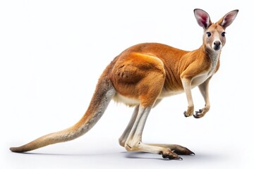 Majestic Red Kangaroo Isolated on White Background - Stock Photo