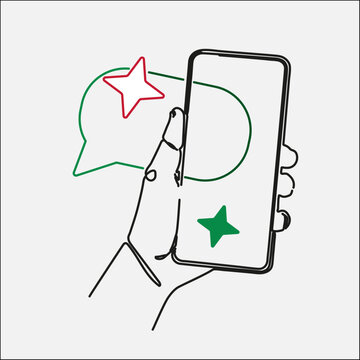 Mobile Phone Hand Line Art