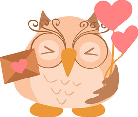 Illustration of an owl on Valentine's Day