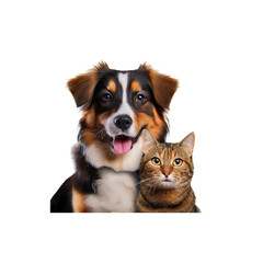 Obraz premium Happy Dog and Cat Together in a Fun Portrait for Pet Lovers
