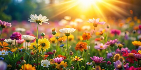 Fototapeta premium Miniature World of Blooming Flowers: Tilt-Shift Photography