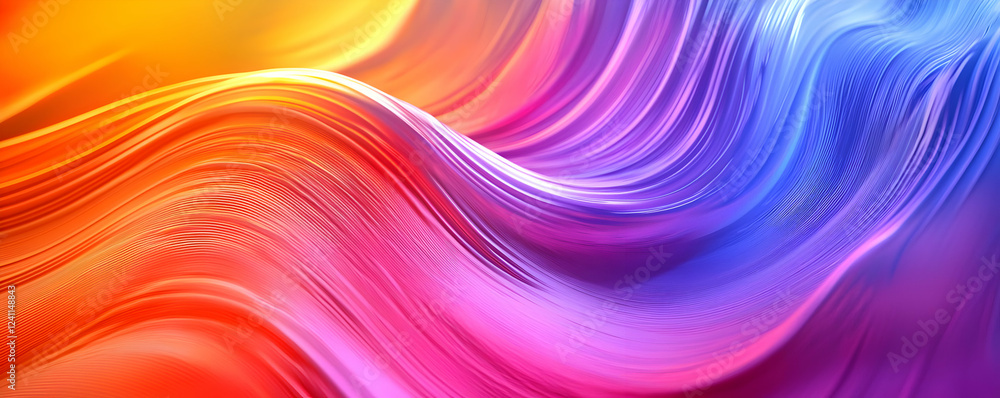 Poster abstract vibrant waves of color flowing smoothly in a dynamic gradient pattern