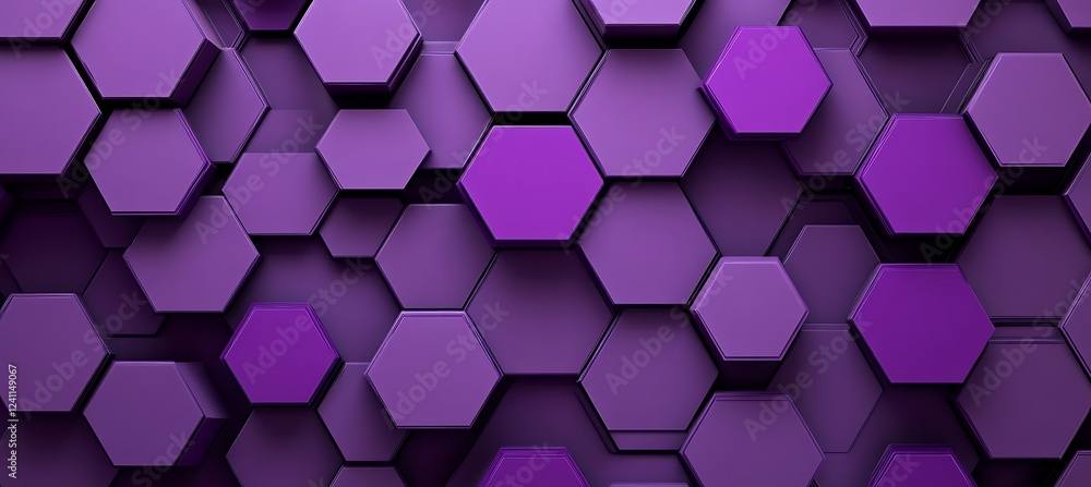 Aufkleber a sleek purple background featuring an arrangement of hexagons in different sizes, providing a bold 
