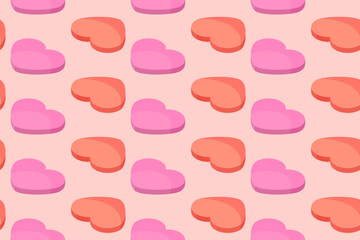 Colorful heart shaped candies. Seamless background. Design for Valentine's Day, wedding. Vector
