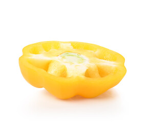 Slice of Sweet yellow pepper. Isolated on a white background.