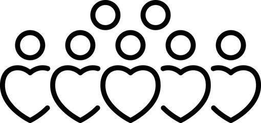 people icon teamwork, business people,heart, group half body