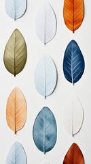 Elegant Isolated watercolor painted pastel feathers in hues of light blue peach and lilac on a smooth cream background whimsical aesthetic 