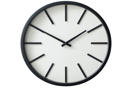 Isolated Minimalistic Black Framed Clock Face