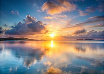 Minimalist Sunrise Over Hebrides Sea, Scotland - Calm Ocean Landscape