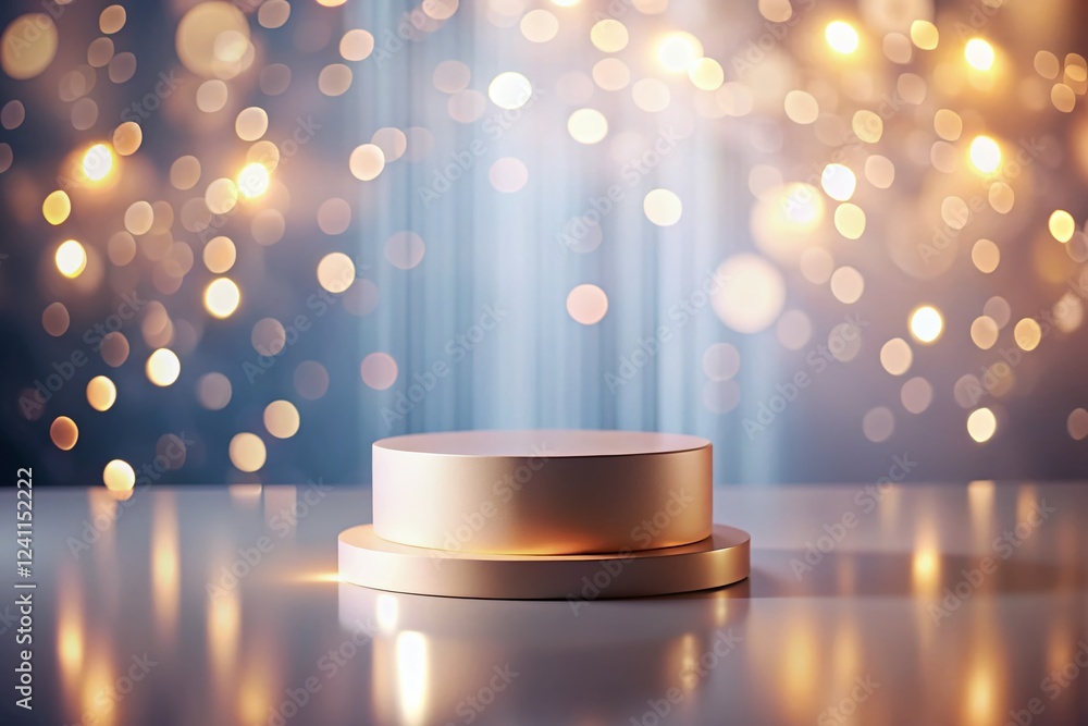 Poster minimalist 3d podium with bokeh background: product display mockup