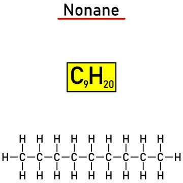 Chemical notation of the nonane molecule and its structural formula