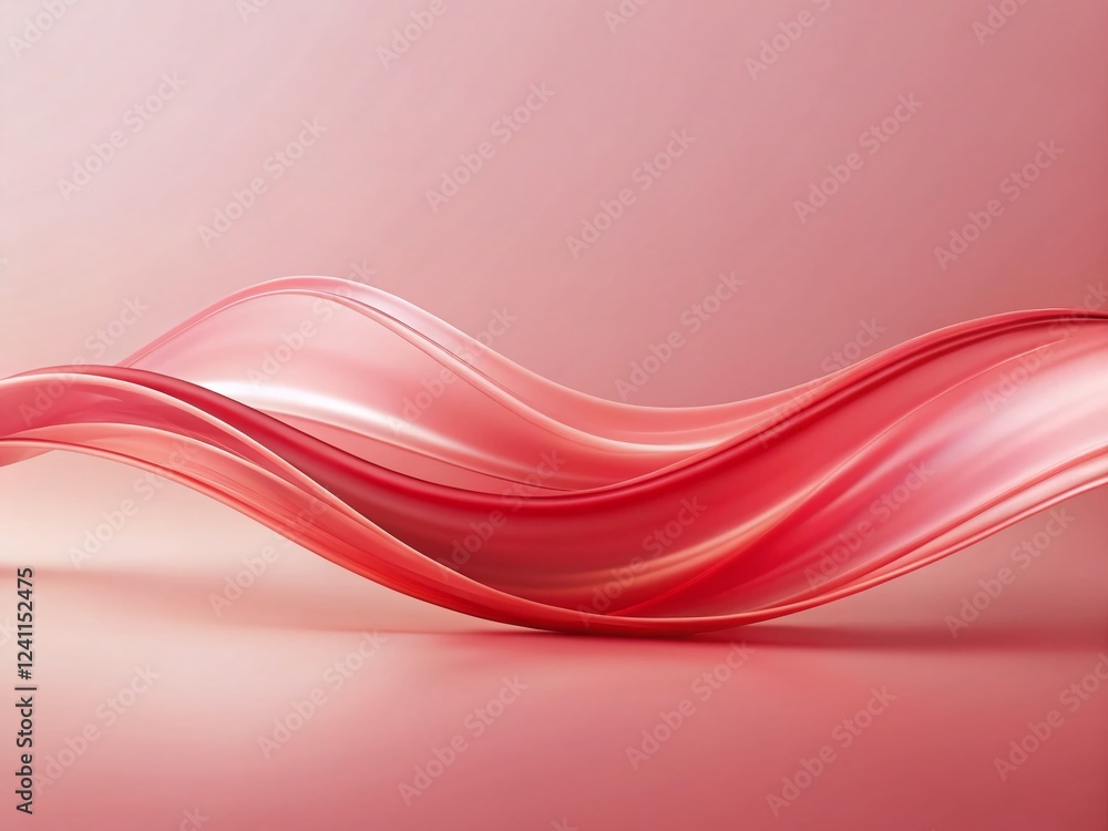 Poster minimalist abstract red wave on soft pink background - copy space for text or logo
