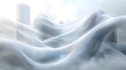 Fototapeta premium A sky gray background with soft, undulating waves and a fluid design that evokes tranquility.